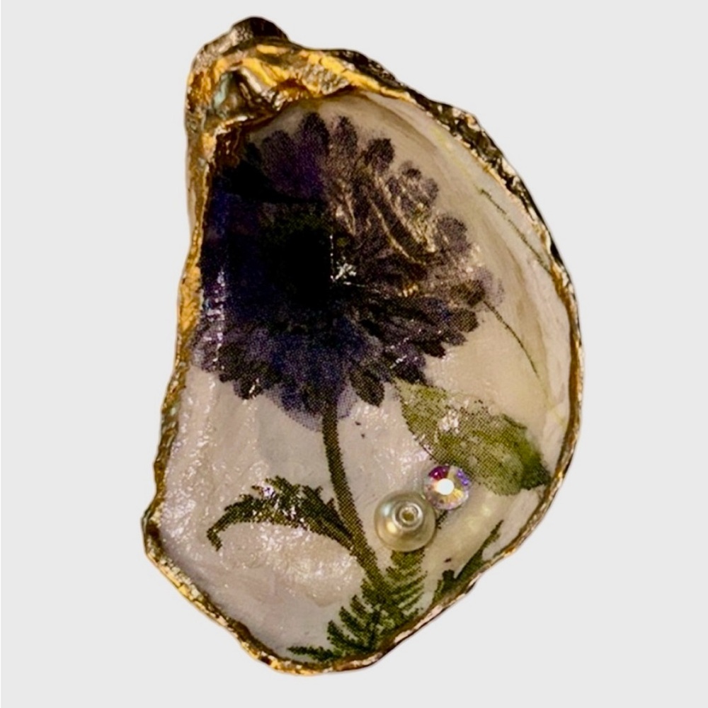 Decoupage Flower On A Oyster Shell